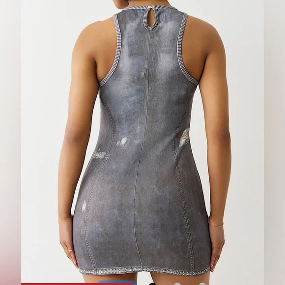 True Religion Distressed Gray Mini Dress - Picture 3 of 6